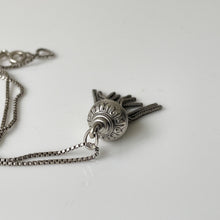 Cargar imagen en el visor de la galería, Antique Victorian Silver Tassel Pendant &amp; Box Chain. Sterling Silver Albertina Charm With Foxtail Chain Dangles. Antique Fob Charm Pendant
