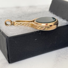Load image into Gallery viewer, Antique 9ct Gold Victorian Spinner Watch Key Fob. Large 9ct Rose Gold Key Pendant. Scottish White Chalcedony &amp; Bloodstone Pocket Watch Fob
