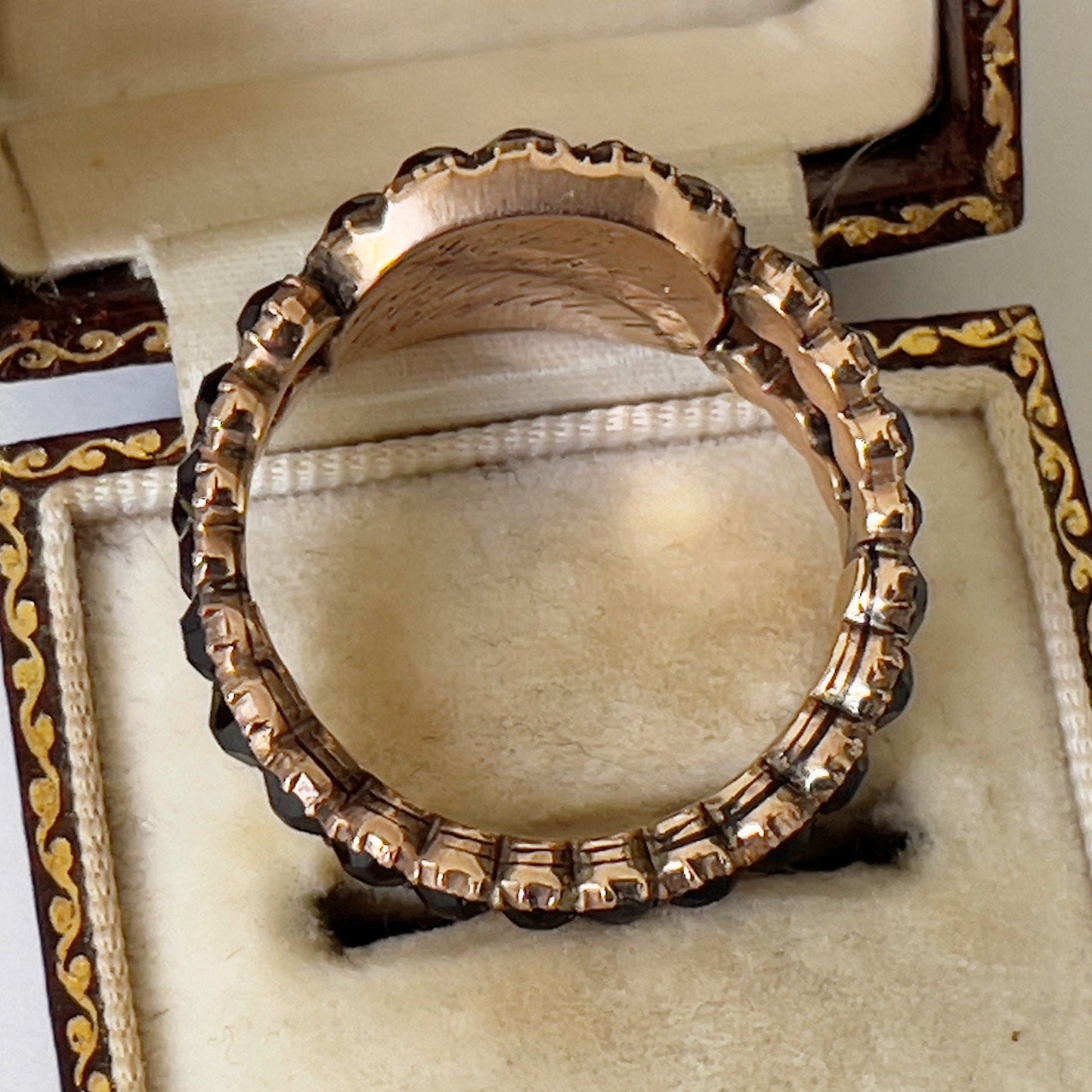 Antique Georgian 18ct Gold Mourning Ring, Engraved 1815. Gents Stuart Crystal Black Paste Memorial Ring With Hair Compartment. Regency Ring