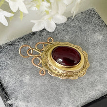 Cargar imagen en el visor de la galería, Victorian Rhodolite Garnet 14ct Gold Pendant Locket. Antique Rose Pink Garnet Pendant With Locket Back Compartment. Secret Photo Locket

