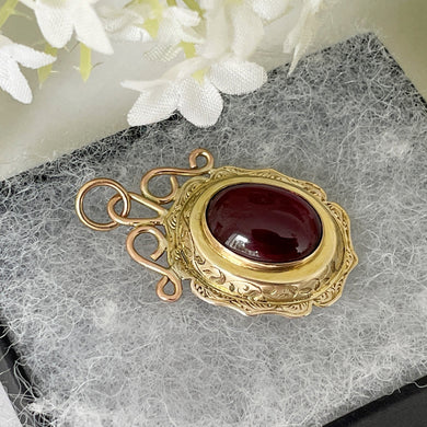 Victorian Rhodolite Garnet 14ct Gold Pendant Locket. Antique Rose Pink Garnet Pendant With Locket Back Compartment. Secret Photo Locket