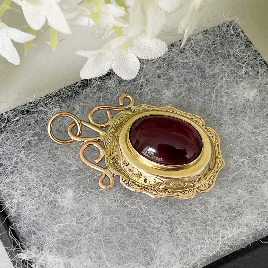 Victorian Rhodolite Garnet 14ct Gold Pendant Locket. Antique Rose Pink Garnet Pendant With Locket Back Compartment. Secret Photo Locket