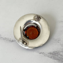 Load image into Gallery viewer, Victorian Scottish Silver Mixed Agate &amp; Citrine Brooch. Antique Celtic Shield Cairngorm Brooch. Banded Agate, Bloodstone, Carnelian Brooch.
