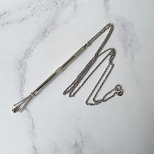 Load image into Gallery viewer, Vintage Sterling Silver Swizzle Stick Pendant Necklace. Art Deco Style Bubble Breaker/Cocktail Stirrer. English Silver Wine Accessory
