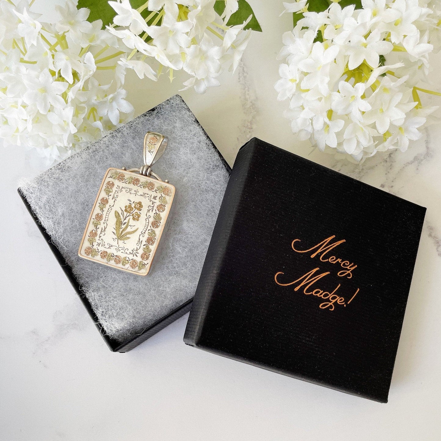 Antique Victorian Sterling Silver & Gold Aesthetic Locket. Large Book Style Locket With Tintype Photo, British Registry Lozenge Mark, 1881