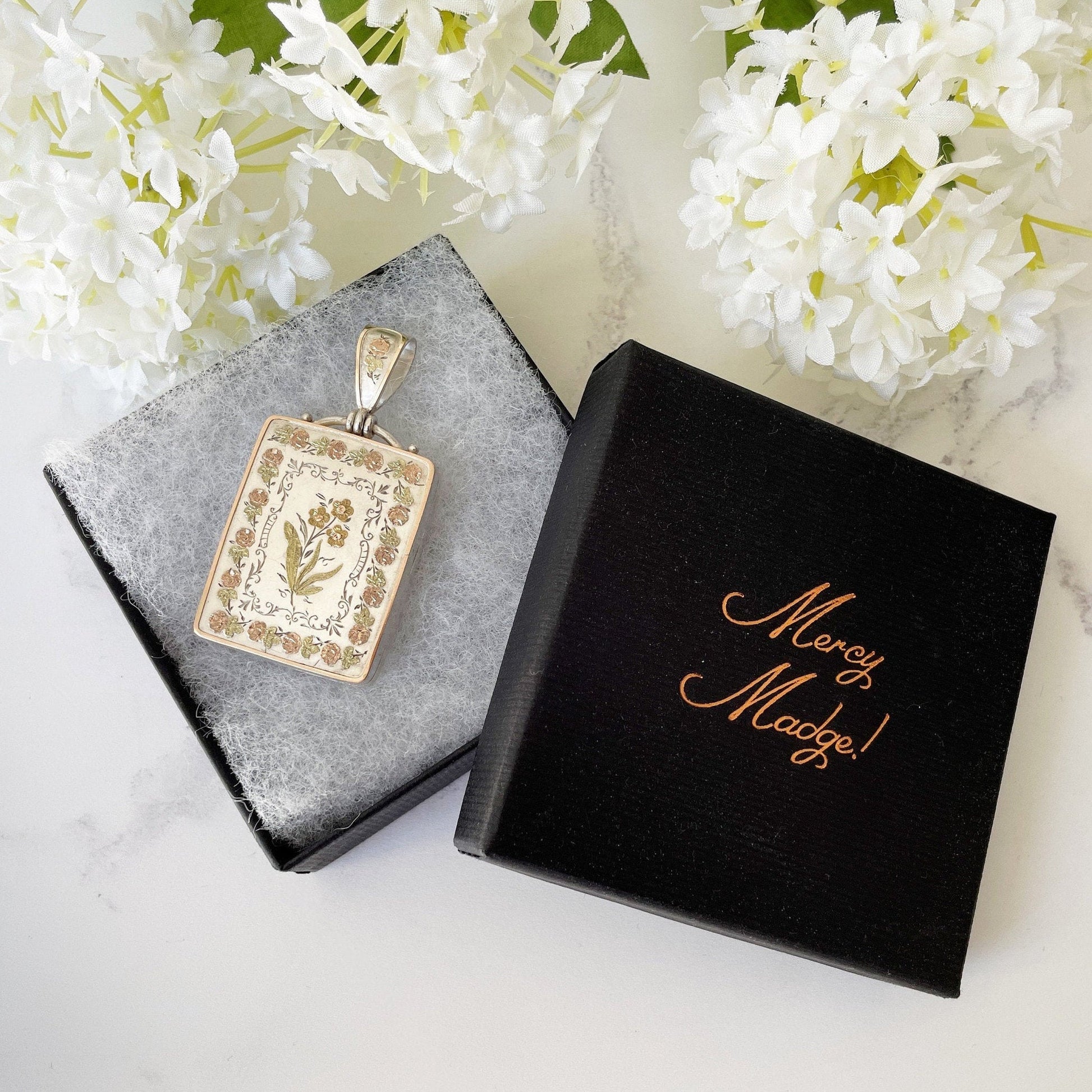 Antique Victorian Sterling Silver & Gold Aesthetic Locket. Large Book Style Locket With Tintype Photo, British Registry Lozenge Mark, 1881