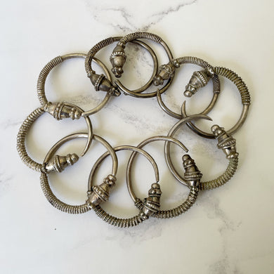 Ten Antique Omani Silver Headdress Ornaments. Full Set Of Ornamental Amulet Hoops. Ethnic Berber/ Middle Eastern/ Bedouin Jewellery