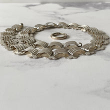 Load image into Gallery viewer, Victorian Sterling Silver Book Chain Necklace. Antique Wide Silver Collar Necklace, Large Bolt Ring. Antique Link Chain For Large Lockets.
