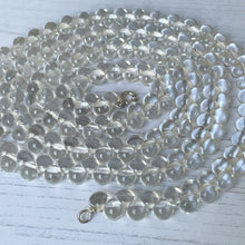 Load image into Gallery viewer, Antique Glass Bubble Bead Necklace. 1920s Art Deco 40 Inch Long Rope Necklace. Czech Clear Glass Teardrop Bead Necklace With Silver Clasp
