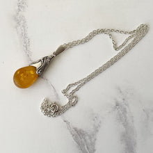 画像をギャラリービューアに読み込む, Vintage Baltic Amber Art Nouveau Style Pendant. Sterling Silver Natural Egg Yolk Yellow Amber Pendant &amp; Silver Chain. Honey Amber Necklace
