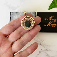 Load image into Gallery viewer, Scottish 9ct Gold &amp; Bloodstone Victorian Locket Fob. Antique 2 -Sided Fob Style Locket. Engraved Gold Spinner Fob Pendant
