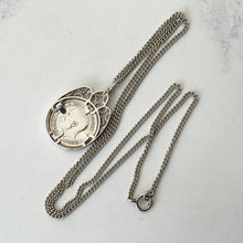 Lade das Bild in den Galerie-Viewer, Antique Edwardian Silver Coin Pendant &amp; Chain. King George V Threepenny Coin Necklace, Dated 1919. Vintage Sterling Silver Coin Jewelry
