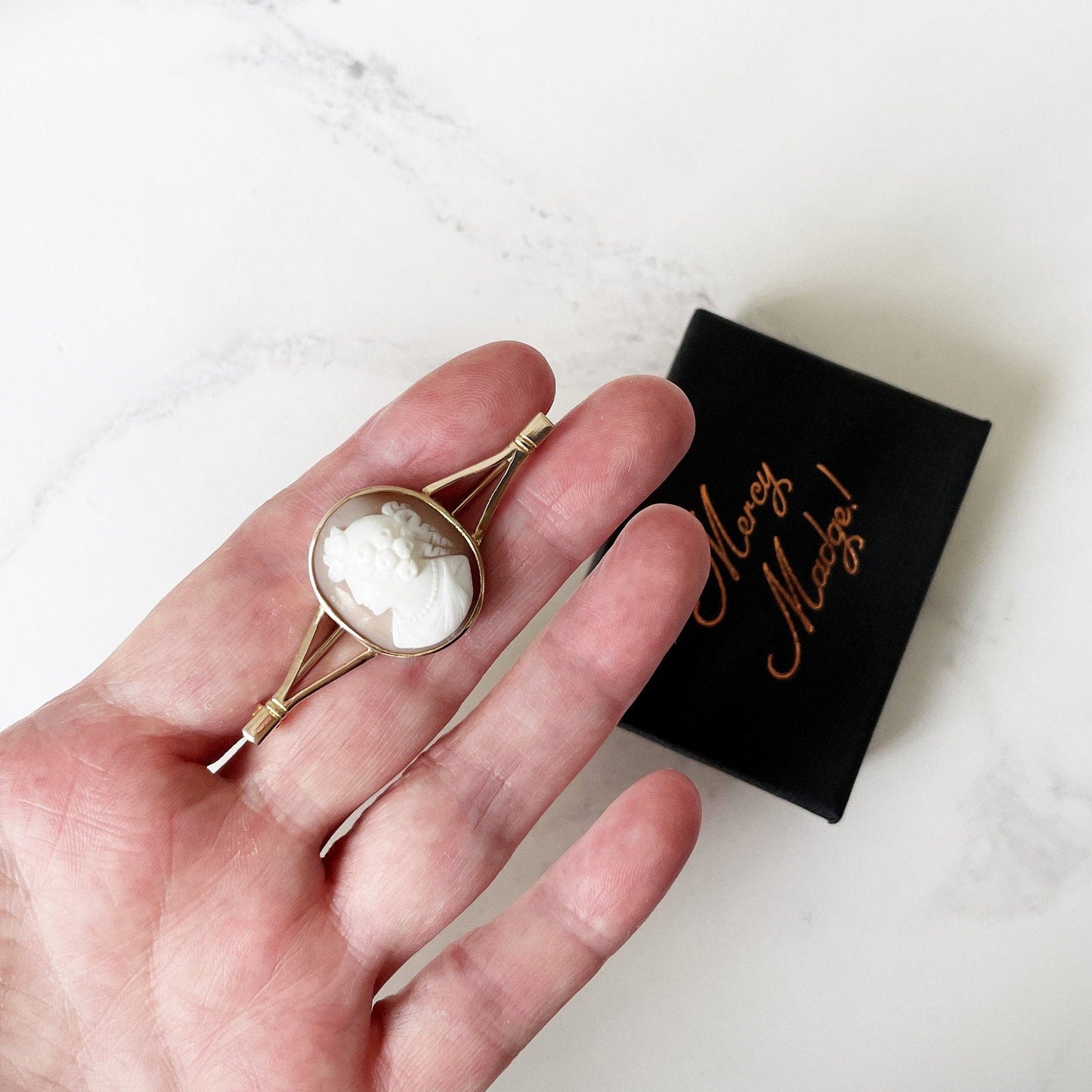Antique 9ct Gold Bar Brooch. Victorian/Edwardian Cameo Lapel/Stock/Cravat Pin. Neoclassical Carved Shell Cameo Portrait of Flora Brooch