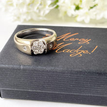 画像をギャラリービューアに読み込む, Mens Vintage 14ct White Gold &amp; Diamond Ring. Diamond Flower Statement Ring. Diamond Band Ring With Certificate. Size US 10.25/UK U/ EU 62.5
