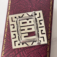Cargar imagen en el visor de la galería, Antique Art Deco Silver Initial LAB Brooch. 1930s Sterling Silver Marcasite Brooch. Greek Key Silver Monogram Brooch, Personalised
