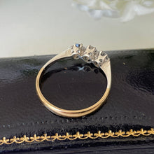 Cargar imagen en el visor de la galería, Antique Art Deco 9ct Gold &amp; Paste Diamond Ring. 1920s 3 Stone Trilogy Engagement Ring Size US 7.5/UK P/EU 55. Antique Paste Jewelry
