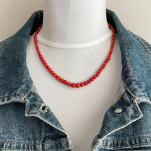 Load image into Gallery viewer, Vintage Mediterranean Red Coral Bead Necklace. Natural Tomato Red Coral Necklace. Genuine Graduated Coral Bead Necklace, 16.5 inches, 42cm
