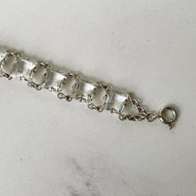 Cargar imagen en el visor de la galería, Antique Art Deco Crystal Chicklet Bracelet. Sterling Silver 1920s Square /Emerald Cut Crystal Bracelet. Clear Glass Antique Riviere Bracelet
