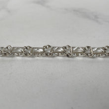 Lade das Bild in den Galerie-Viewer, Antique Art Deco Crystal Chicklet Bracelet. Sterling Silver 1920s Square /Emerald Cut Crystal Bracelet. Clear Glass Antique Riviere Bracelet
