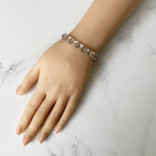 Charger l&#39;image dans la galerie, Antique Art Deco Crystal Chicklet Bracelet. Sterling Silver 1920s Square /Emerald Cut Crystal Bracelet. Clear Glass Antique Riviere Bracelet
