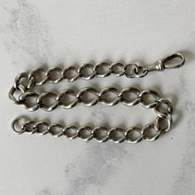 Cargar imagen en el visor de la galería, Antique Victorian Silver Albert Chain Bracelet. English Silver Pocket Watch Curb Chain Bracelet, Dog Clip. Victorian Albertina Bracelet.
