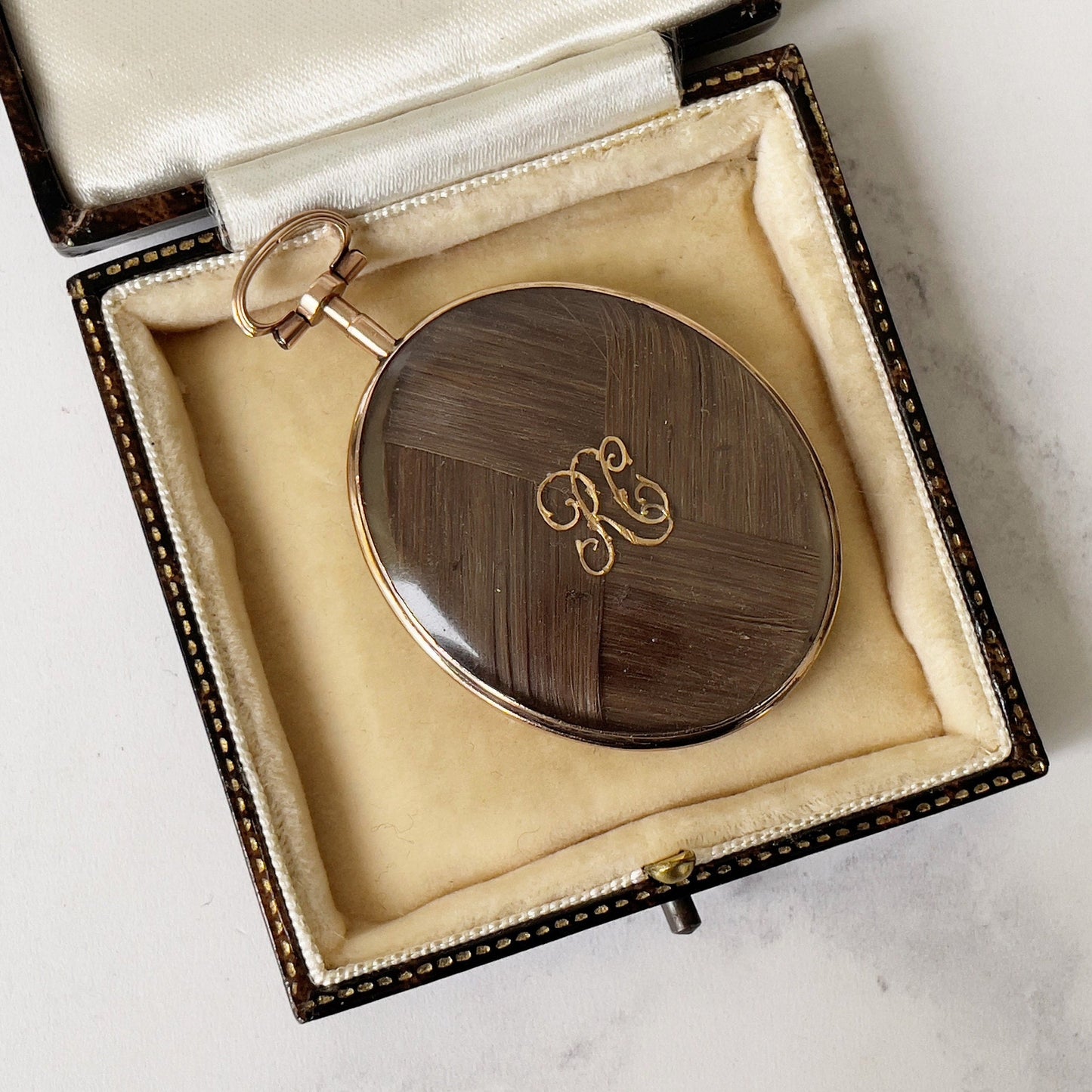 Antique Georgian 18ct Gold Portrait Miniature Locket. Large Oval Monogram Locket With Hair Compartment. Love Token/Sentimental Jewelry