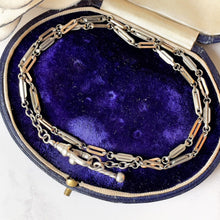 Lade das Bild in den Galerie-Viewer, Victorian Albertina Watch/Chatelaine Chain. Antique Sterling Silver, Rolled Gold Pocket Watch Chain Bracelet/Necklace With T-Bar &amp; Dog-Clip
