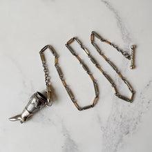 Cargar imagen en el visor de la galería, Victorian Albertina Watch/Chatelaine Chain. Antique Sterling Silver, Rolled Gold Pocket Watch Chain Bracelet/Necklace With T-Bar &amp; Dog-Clip
