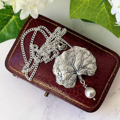 Edwardian Arts and Crafts Pendant Necklace. Antique Art Nouveau Silver & Pearl Drop Pendant/Brooch. Art Nouveau Water Lily Leaf Pendant