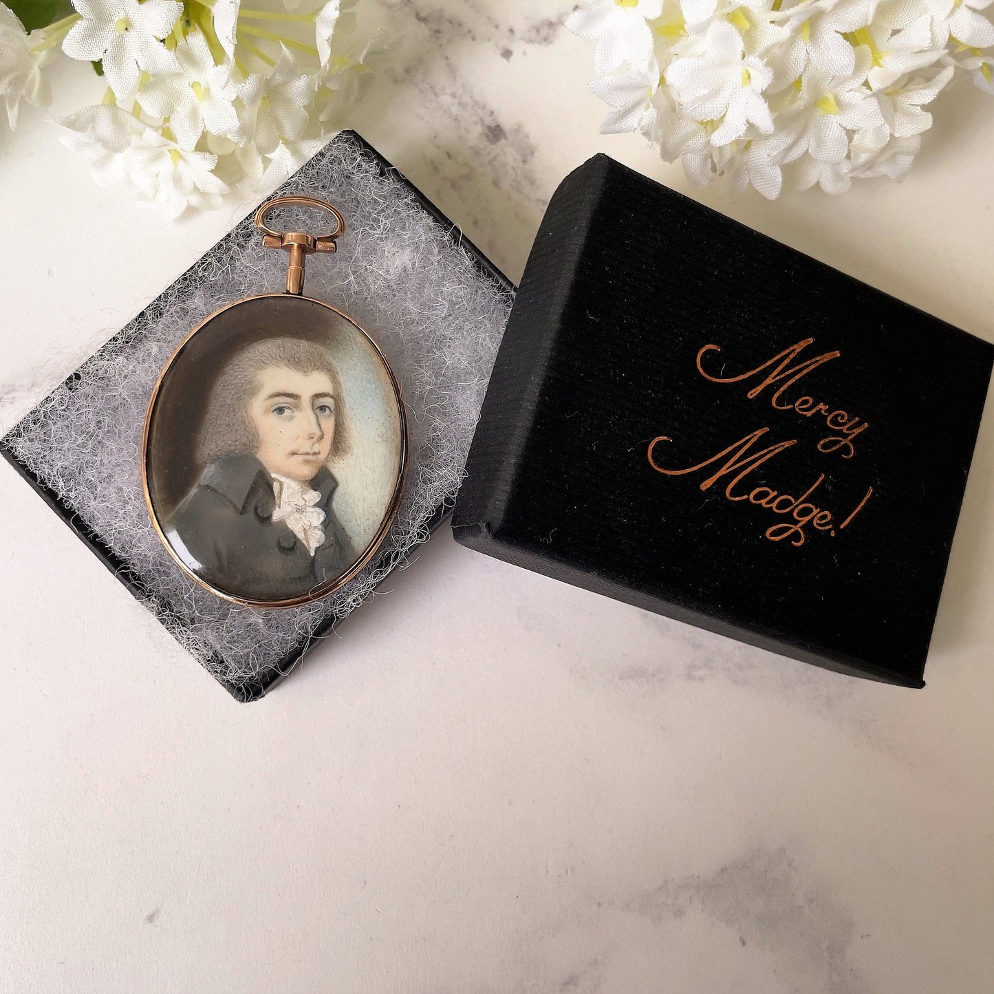 Antique Georgian 18ct Gold Portrait Miniature Locket. Large Oval Monogram Locket With Hair Compartment. Love Token/Sentimental Jewelry