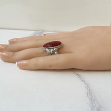 Cargar imagen en el visor de la galería, Antique Arts &amp; Crafts Silver Carnelian Ring. Art Nouveau Sterling Silver Grapevine Ring, Size UK/O, US /7. Edwardian Carnelian Cabochon Ring
