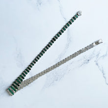 画像をギャラリービューアに読み込む, Vintage Malachite and 980 Silver Fringe Necklace. Cleopatra Articulated Collar Necklace. 1980s Sterling Statement Necklace, South America
