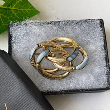 Load image into Gallery viewer, Antique Scottish Banded Agate Brooch. Victorian Lovers Gordian Knot Gold Silver Gilt Brooch. Engraved Celtic Ring Brooch. Sweetheart Jewelry
