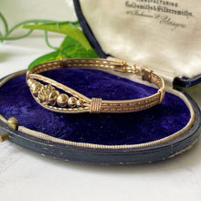 Load image into Gallery viewer, Antique Victorian 9ct Rolled Gold Bracelet. Yellow Gold Filled Etruscan Bangle. Twisted Gold Wire Roman Rope Bangle. Narrow Flexible Bangle
