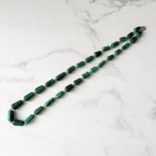 Load image into Gallery viewer, Vintage 14K Gold Filled Malachite Gemstone Necklace. Malachite Cone Bead Necklace 25&quot; /64cm Long. Natural Polished Malachite Necklace.
