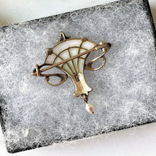 画像をギャラリービューアに読み込む, Antique Art Nouveau Plique A Jour Enamel Brooch. Gold Silver Gilt, Pink Tourmaline &amp; Pearl Drop Brooch. Levinger  Bissinger Jewelry, Germany
