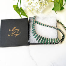 Lade das Bild in den Galerie-Viewer, Vintage Malachite and 980 Silver Fringe Necklace. Cleopatra Articulated Collar Necklace. 1980s Sterling Statement Necklace, South America
