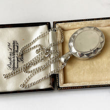 Cargar imagen en el visor de la galería, Antique Victorian Silver Flower Locket &amp; Chain. Embossed Engraved Chrysanthemum Photo Locket. Large Puffy Sterling Silver Locket Necklace

