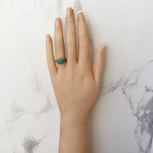 Cargar imagen en el visor de la galería, Antique Georgian Diamond &amp; Turquoise Locket Ring. 18ct Gold Forget-me-Not Ring Mourning Ring With Hair. Gemstone Cluster/Halo Flower Ring
