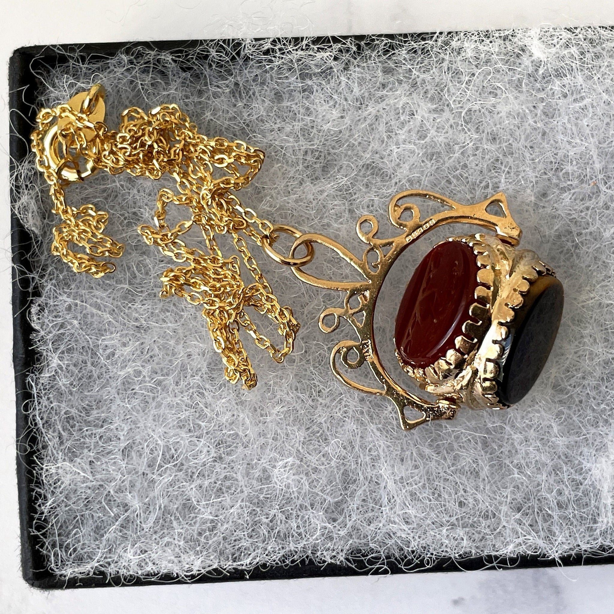 Vintage 9ct Gold Sided Spinner Etruscan Fob Pendant – Mercy Madge