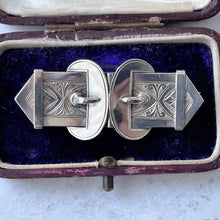 Lade das Bild in den Galerie-Viewer, Antique Victorian Sterling Silver Belt Buckle Brooch In Case. Aesthetic Engraved Love Token Sweetheart Brooch. Victorian Sentimental Jewelry
