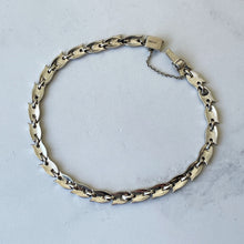 Load image into Gallery viewer, Antique Art Deco Silver Paste &amp; Diamond Bracelet. 1920s Diamante Tulip Bracelet. Sterling Silver Flower Bracelet. Articulated Line Bracelet
