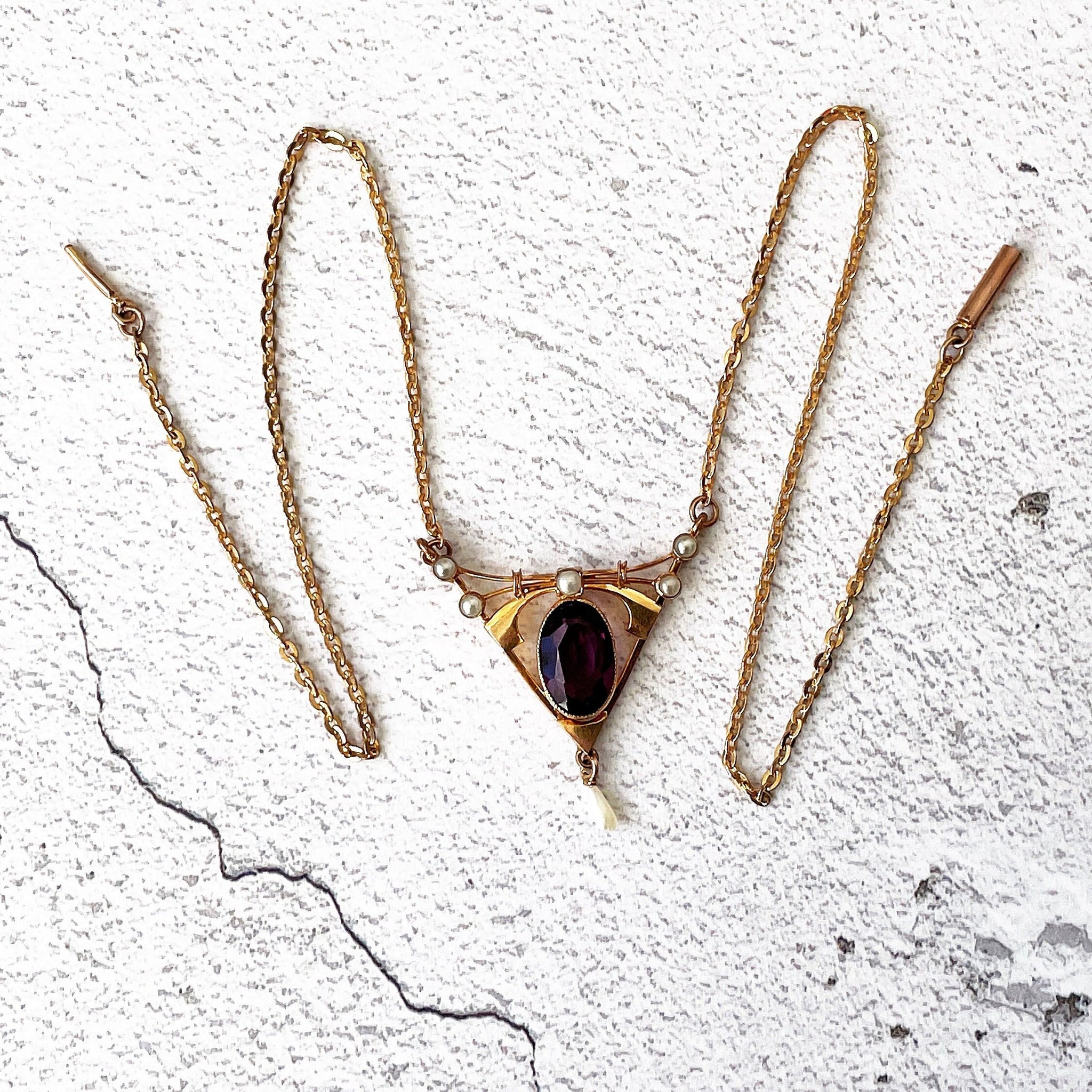 アンティーク アール ヌーボー 9ct ゴールド ラベリア ネックレス