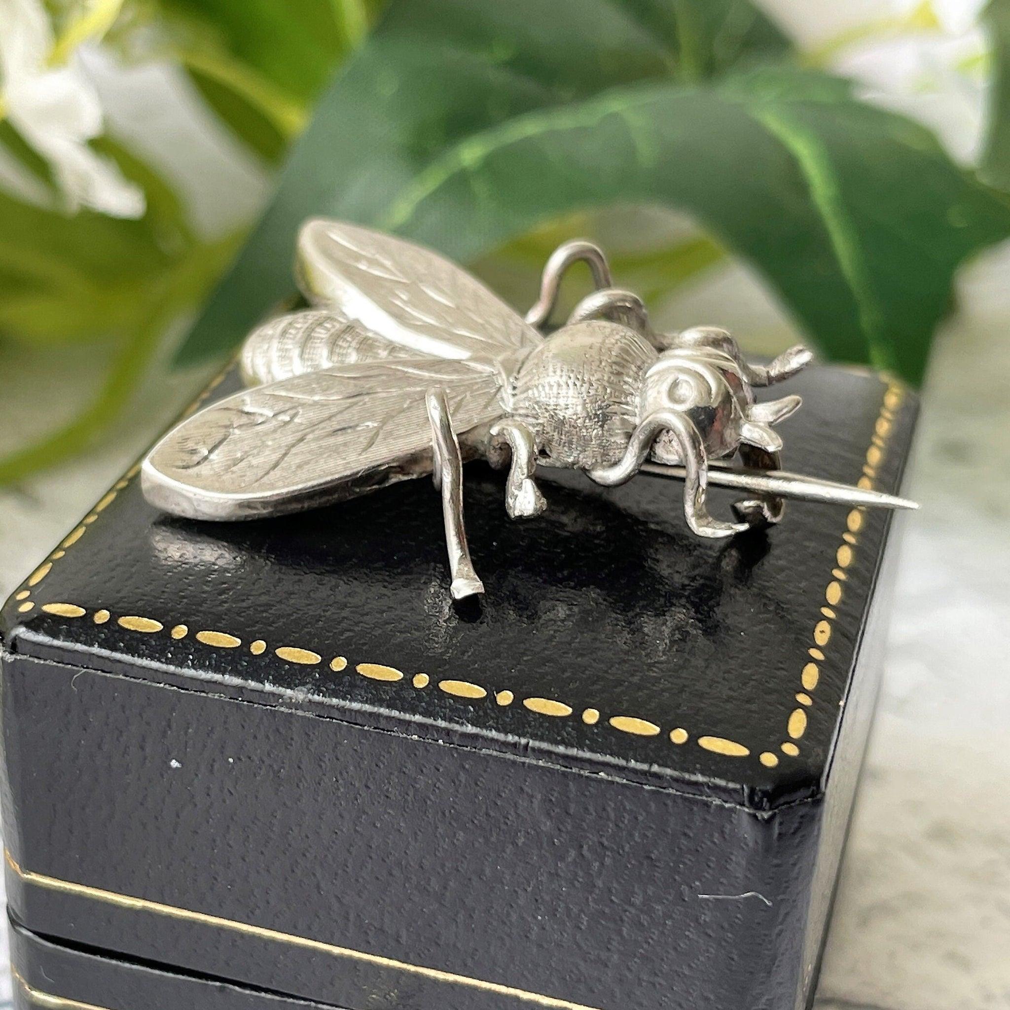 Antique Victorian Sterling Silver Bumble Bee Brooch