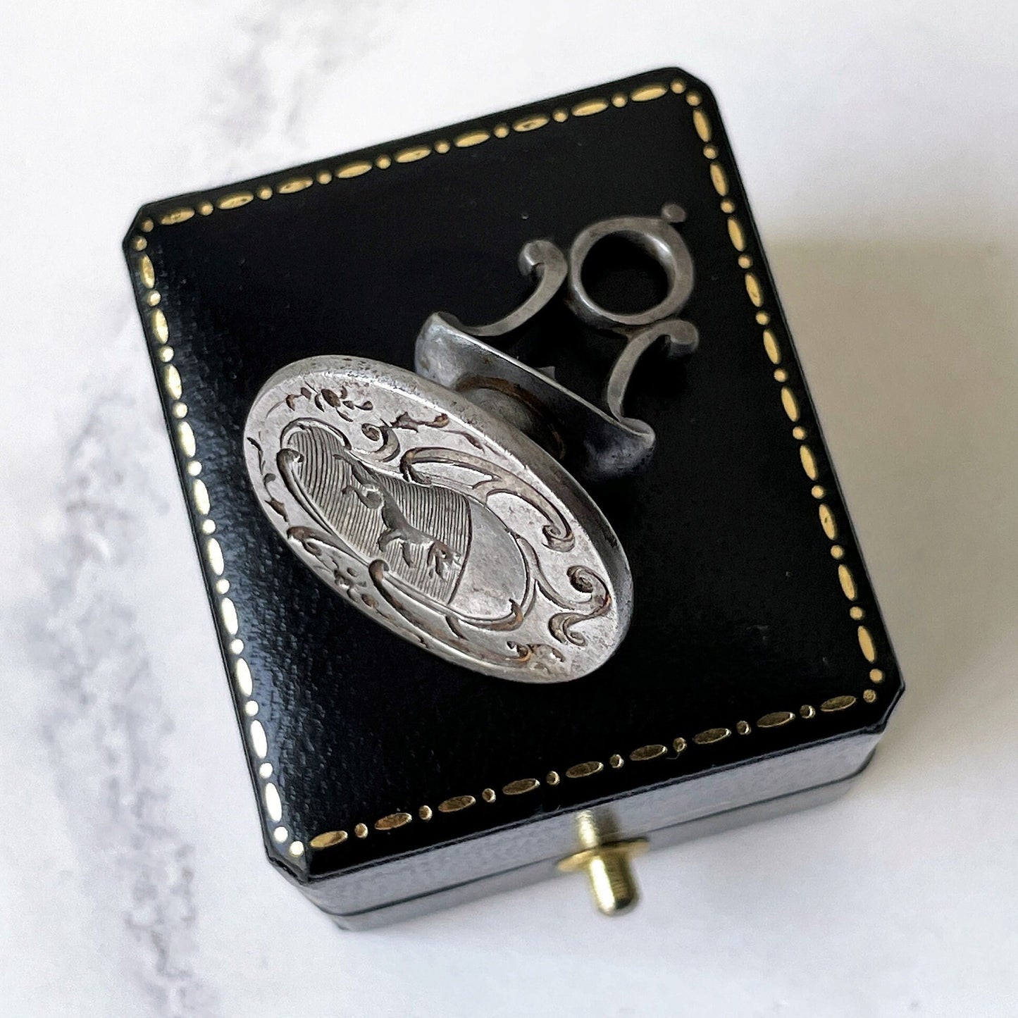 Georgian Steel Seal Fob With Fox Intaglio. Antique Armorial Coat Of Arms Carved Seal Fob Pendant. Georgian Heraldic Family Crest Wax Seal