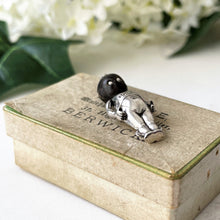 Lade das Bild in den Galerie-Viewer, Antique &quot;Fumsup&quot; Sterling Silver Charm &amp; Antique Box.  British Registered 1914 Touch Wood Lucky Charm/Pendant. Edwardian Silver Kewpie Charm
