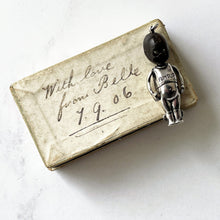 Charger l&#39;image dans la galerie, Antique &quot;Fumsup&quot; Sterling Silver Charm &amp; Antique Box.  British Registered 1914 Touch Wood Lucky Charm/Pendant. Edwardian Silver Kewpie Charm
