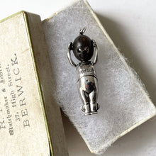 Load image into Gallery viewer, Antique &quot;Fumsup&quot; Sterling Silver Charm &amp; Antique Box.  British Registered 1914 Touch Wood Lucky Charm/Pendant. Edwardian Silver Kewpie Charm
