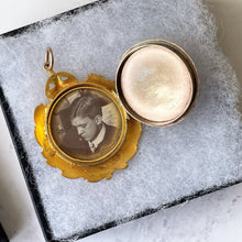 Cargar imagen en el visor de la galería, Rare Antique Edwardian Sweetheart Locket. Gold &amp; Silver Gilt British Royal Flying Corps Photo Locket. Rare British Regalia Jewelry WW1 c1914

