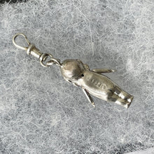 Load image into Gallery viewer, Antique Edwardian Sterling Silver Kewpie Pendant Necklace. Art Deco Baby Cupid Charm, Dog Clip &amp; Chain. Love Token Sweetheart Necklace
